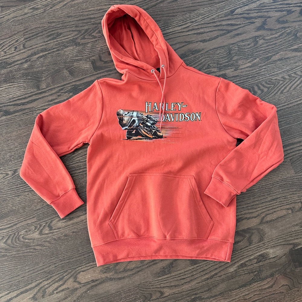 Harley-Davidson Graphic Hoodie – Bold Motorcycle Print – Size S, NWT